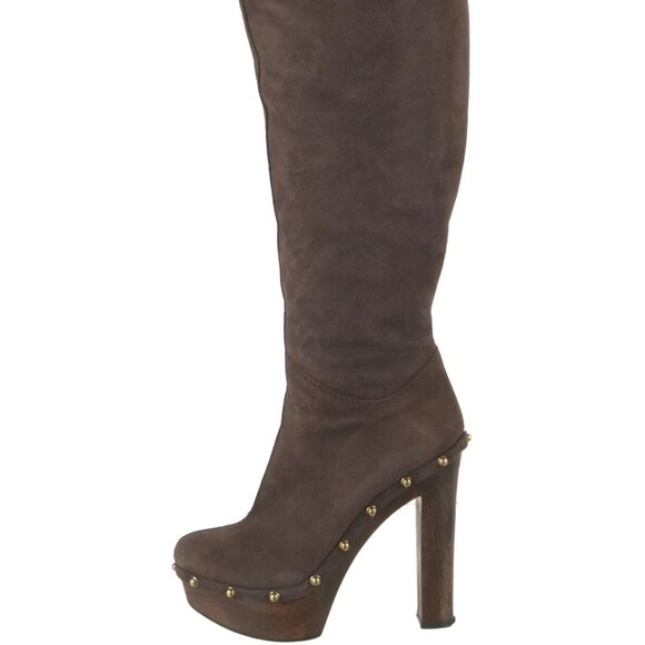 Gucci Suede and Shearling Knee Boots - Picture 1 of 5